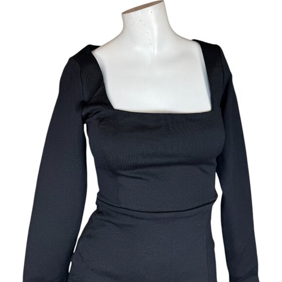 Lulus Women’s XS Black Square Neck Long Sleeve Bodycon Midi Dress Elegant Party - Picture 2 of 15